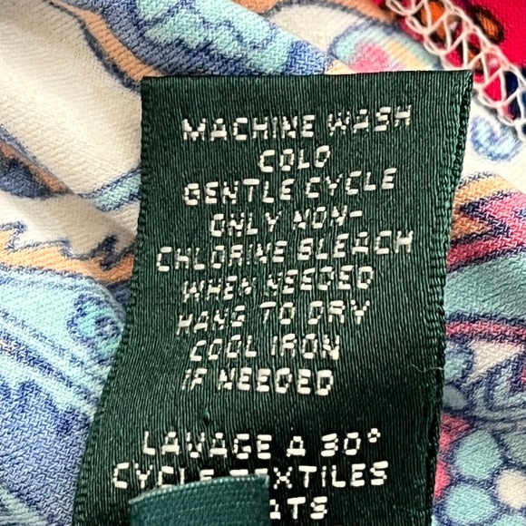 Lauren Ralph Lauren Paisley Sheath Dress Women Sz 6 Cap Sleeve Ruched Feminine - Picture 16 of 16